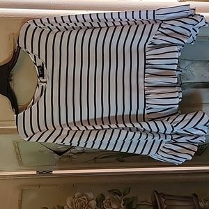 ANA LG Black and white stripe blouse